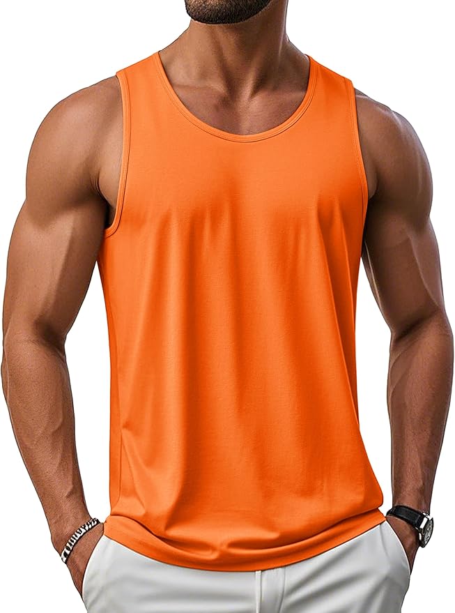 MAGCOMSEN Men's UPF 50+ Tank Top Gym Workout Sleeveless Muscle Shirts Sun Protection Cut Off Shirts Summer Sleeveless T Shirt