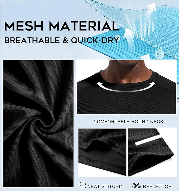 Holure Men's Mesh Quick-Dry Short Sleeve Workout T-Shirt