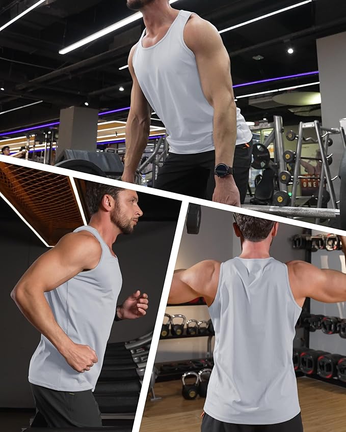 MAGCOMSEN Men's UPF 50+ Tank Top Quick Dry Summer Workout Muscle Sleeveless Shirts for Swim Beach Bodybuilding