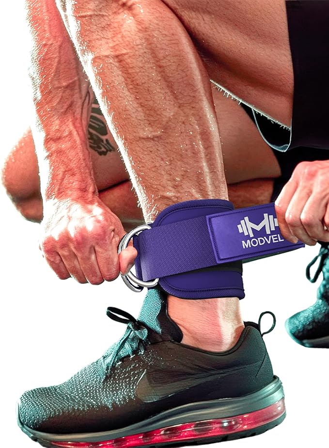 Modvel Gym Ankle Strap for Cable Machines – Glute & Leg Kickback Ankle Straps for Gym Workouts – Adjustable, Padded Support for Strength Training, Weightlifting, Rehab – Men & Women