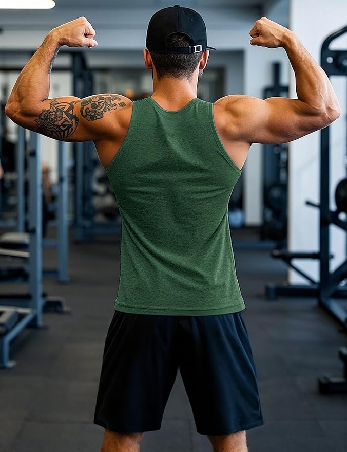 MAGCOMSEN Mens Workout Tank Tops Undershirt Cotton Muscle Athletic Sleeveless Shirts for Gym