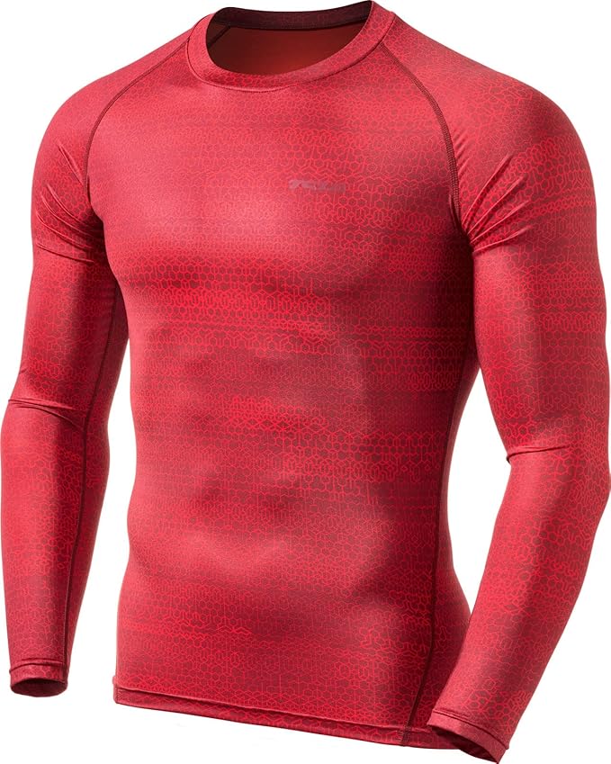 TSLA Men's UPF 50+ Compression Shirts, Cool Dry Long Sleeve Athletic Tops, Sports Baselayer Workout Shirt