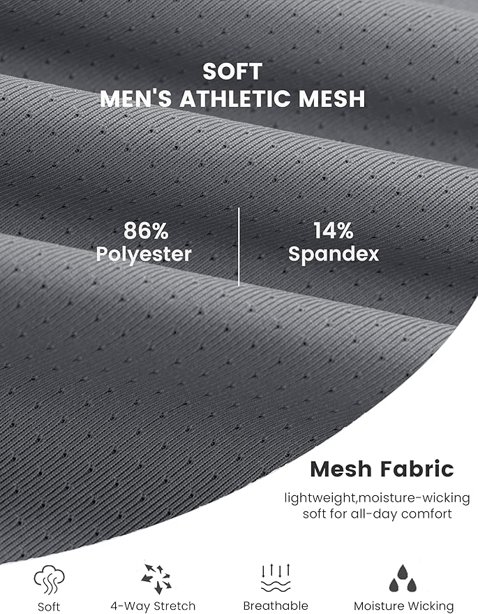 MAGCOMSEN Men's Dry Fit Shirts Mesh Short Sleeve Athletic Lightweight Workout Performance Hiking Shirt