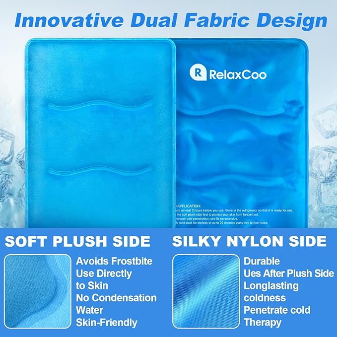 Large Flexible Ice Pack for Injuries Reusable Gel, 11x14.5 Inches, Cold Compress for Hip, Shoulder, Knee, Back Pain, Swelling, Bruises, Surgery