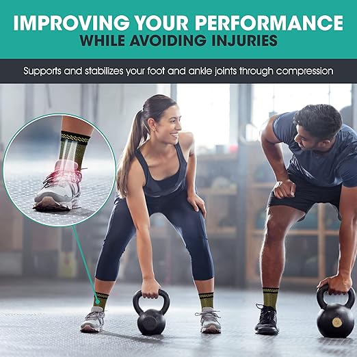 Modvel Foot & Ankle Brace Socks for Sprained Ankle Compression Sleeve - Plantar Fasciitis Relief Brace, Foot Support for pain Women & Men - Tendonitis & Arthritis Feet Sleeve, Stabilizing Ankles Wrap