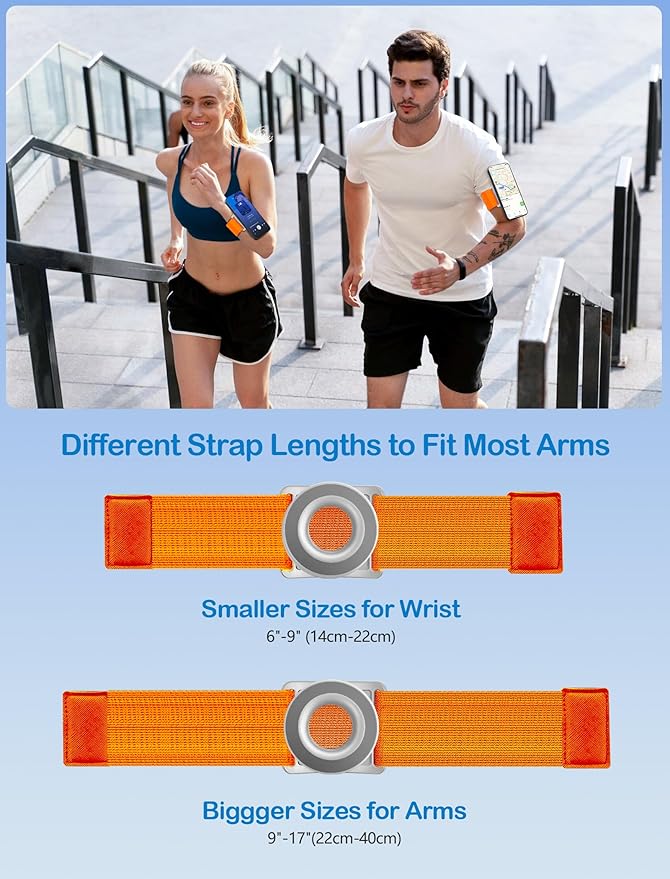 TOPGO Running Phone Holder for iPhone [360° Rotatable & Upgrade Anti-Drop] Magnetic Wrist Phone Holder, Magsafe Armband Compatible with iPhone 17 Pro and Android - Orange