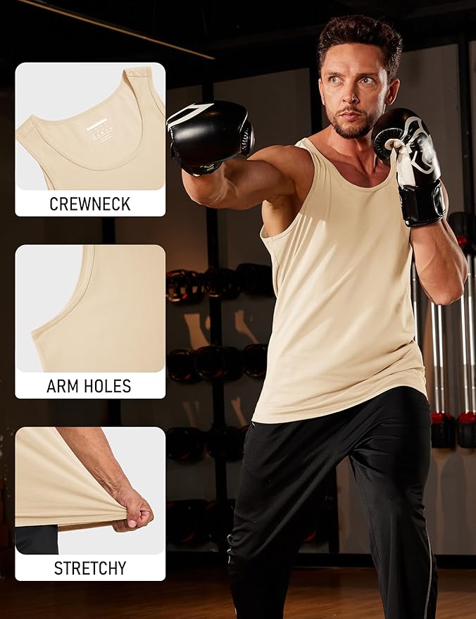 MAGCOMSEN Mens Workout Tank Tops Undershirt Cotton Muscle Athletic Sleeveless Shirts for Gym