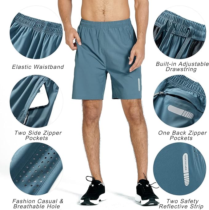 NORTHYARD Men's Athletic Running Shorts Quick Dry Workout Shorts 7"/ 5"/ 9" Lightweight Sports Gym Basketball Tennis Hiking