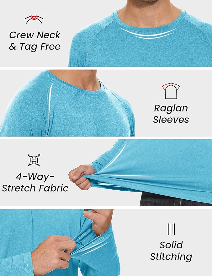 MAGCOMSEN Men's Long Sleeve Shirts UPF 50+ UV Sun Protection Athletic Shirts for Hiking Running Workout Rash Guard