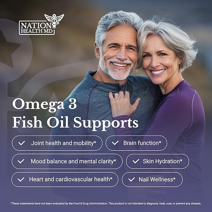 Omega-3 MD Fish Oil - Omega 3 Supplement for Women & Men - Wild-Caught & Burpless Fish Oil 3600 mg - with Omega3 Fatty Acid EPA 1300 mg + DHA 860 mg - 90 Softgels
