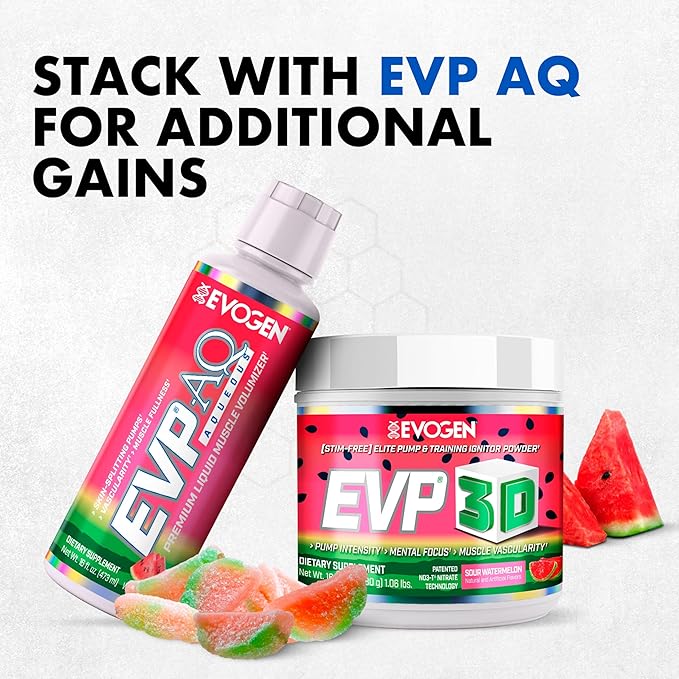Evogen EVP 3D - Stim Free Pre Workout Powder for Men & Women | Sugar Free Non Stim Preworkout with Beta Alanine and Creatine for Energy & Pump | Sour Watermelon | 40 Servings