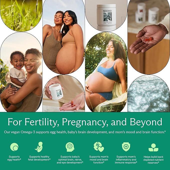 Needed. Prenatal Omega-3 - High Potency Dose of Sustainably Sourced Fish Oil, Bergamot Flavor, 1000mg DHA, 1000mg EPA, Encased in a Gelatin-Free, Plant-Based Softgel Shell, 30-Day Supply