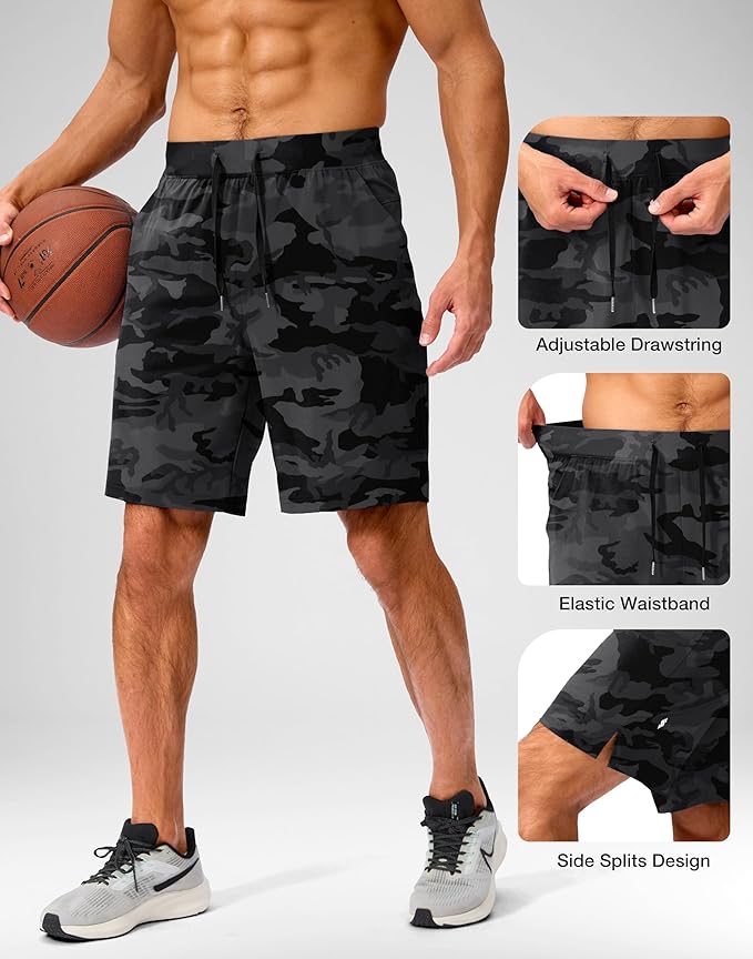 Men's Running Shorts with Zipper Pockets 9 Inch/ 7 Inch / 5 Inch Lightweight Quick Dry Gym Workout Athletic Shorts for Men