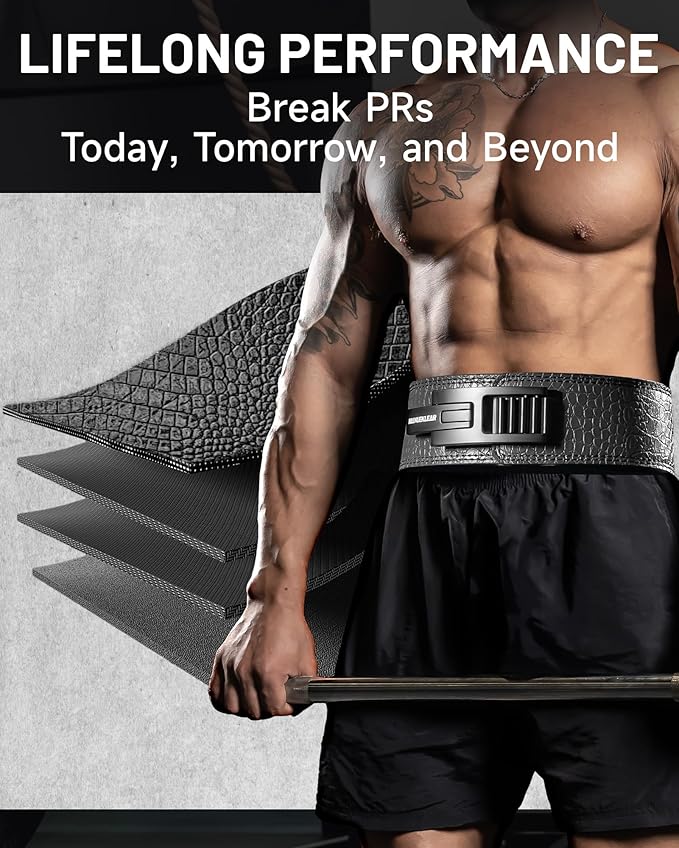 MANUEKLEAR Lifting Belt Lever for Men Women, 10mm Quick Locking Lever Belt Weightlifting with Adjustable Buckle, Lever Weight Lifting Belt for Powerlifting & Deadlifts