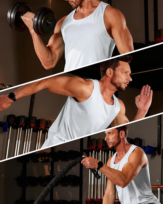 Boladeci Men's Tank Top Workout Athletic Quick Dry UPF 50+ Sun Protection Lightweight Summer Beach Gym Sleeveless Shirts