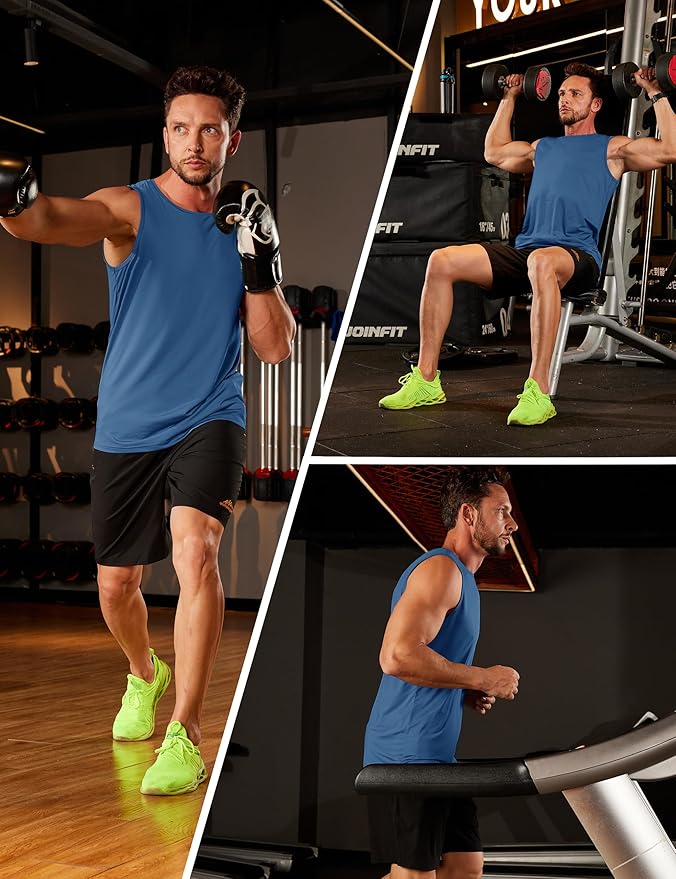 KEFITEVD Men's Workout Tank Tops Sleeveless Quick Dry UPF 80+ Summer Sun Shirts for Running Swim Gym Beach