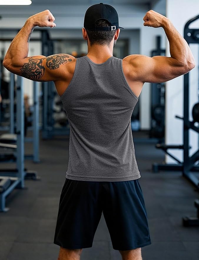 MAGCOMSEN Mens Workout Tank Tops Undershirt Cotton Muscle Athletic Sleeveless Shirts for Gym