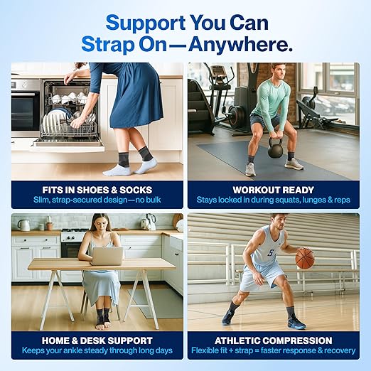 Modvel Foot & Ankle Brace Socks with Adjustable Support Strap – Compression Sleeve for Sprained Ankle, Plantar Fasciitis Relief Tendonitis & Arthritis, Stabilizing Foot & Ankle Support for Women & Men