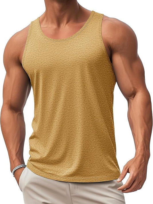 MAGCOMSEN Mens Workout Tank Tops Undershirt Cotton Muscle Athletic Sleeveless Shirts for Gym
