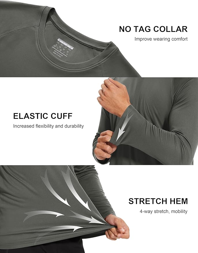 MAGCOMSEN Men's Long Sleeve Shirts UPF 50+ UV Sun Protection Athletic Shirts for Hiking Running Workout Rash Guard