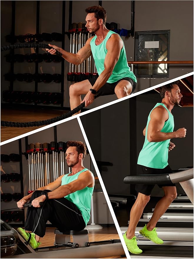 TACVASEN Men's Workout Tank Tops Sleeveless UPF 50+ Summer Sun Shirts Quick Dry for Running Swim Gym Beach