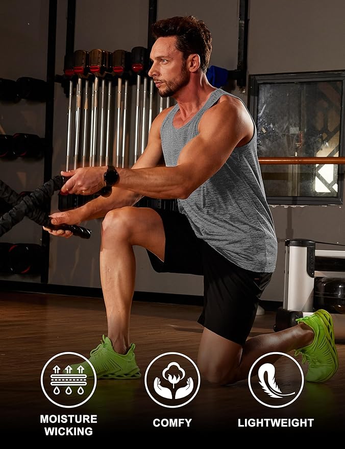 MAGCOMSEN Mens Workout Tank Tops Undershirt Cotton Muscle Athletic Sleeveless Shirts for Gym