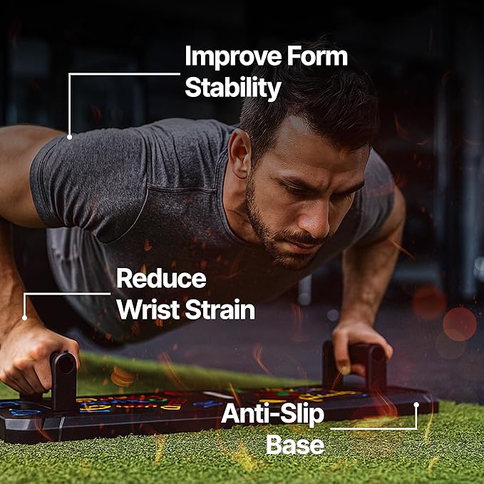 Solid Push Up Board | 20-in-1 Home Workout Equipment | Multi-Functional Pushup Board For Men & Women | Professional Pushup Stands For Chest Muscles