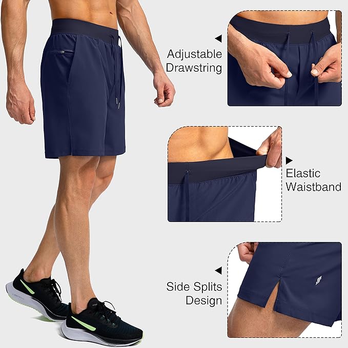 Men's Running Shorts with Zipper Pockets 9 Inch/ 7 Inch / 5 Inch Lightweight Quick Dry Gym Workout Athletic Shorts for Men