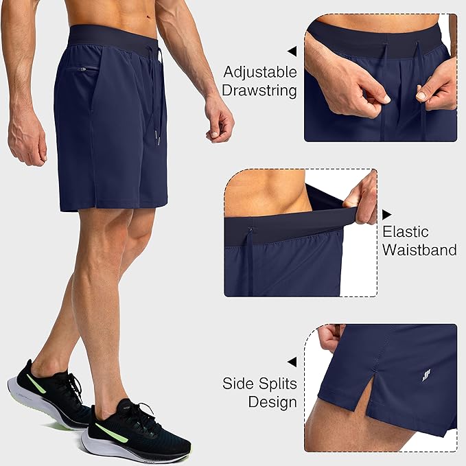 Men's Running Shorts with Zipper Pockets 9 Inch/ 7 Inch / 5 Inch Lightweight Quick Dry Gym Workout Athletic Shorts for Men