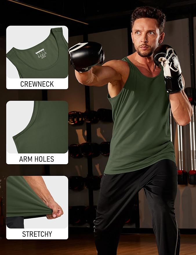 MAGCOMSEN Mens Workout Tank Tops Undershirt Cotton Muscle Athletic Sleeveless Shirts for Gym