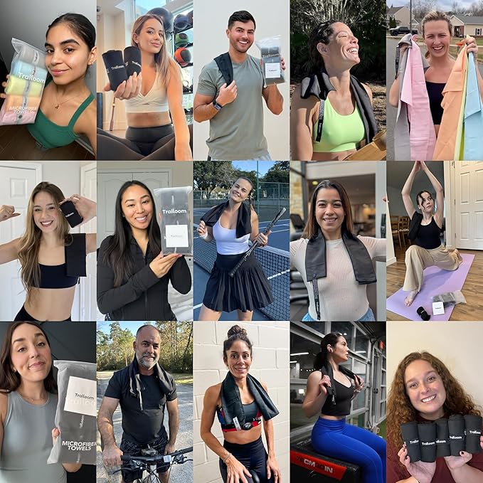 Microfiber Workout Towels - Quick Dry, Highly Absorbing, Odor-Free, for Men & Women - Gym Sweat Sports Towel for Hot Yoga, Tennis, Running, Exercise, Working Out, Camping, Set of 5 Dark Gray