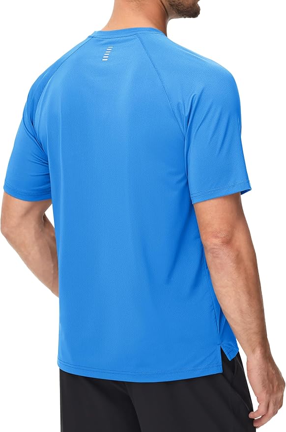 MAGCOMSEN Men's Dry Fit Shirts Mesh Short Sleeve Athletic Lightweight Workout Performance Hiking Shirt
