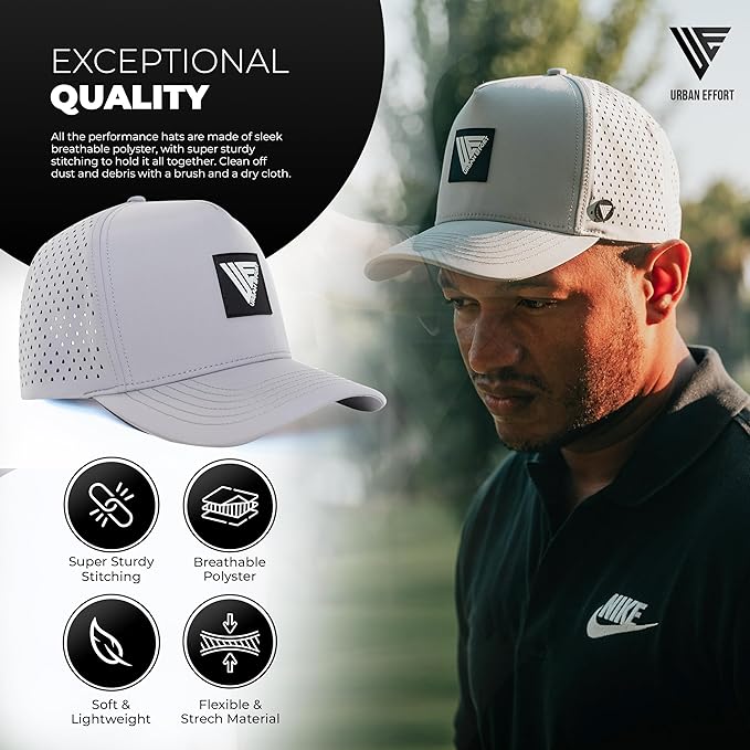 Urban Effort Hydro Performance Hat-Water-Resistant Baseball Cap-Men and Women-Great Snapback for Golf, Adventure,Lake,Workout