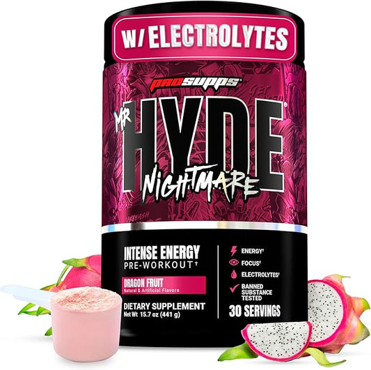 PROSUPPS Mr. Hyde Nightmare Pre Workout Powder with Caffeine & Beta Alanine - Preworkout for Intense Energy, Mental Focus & Performance - Gym & Fitness Supplements (Dragon Fruit, 30 Servings)