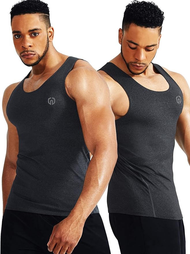 NELEUS Men's 3 Pack Dry Fit Compression Tank Top