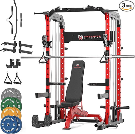 Power Rack for Home Gym – 2000LB Capacity Multifunction Squat Rack with Cable Crossover, Includes 16 Professional attachments for Home Gym Strength Training, P63 Rampage
