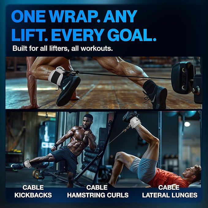 Modvel Gym Ankle Strap for Cable Machines – Glute & Leg Kickback Ankle Straps for Gym Workouts – Adjustable, Padded Support for Strength Training, Weightlifting, Rehab – Men & Women