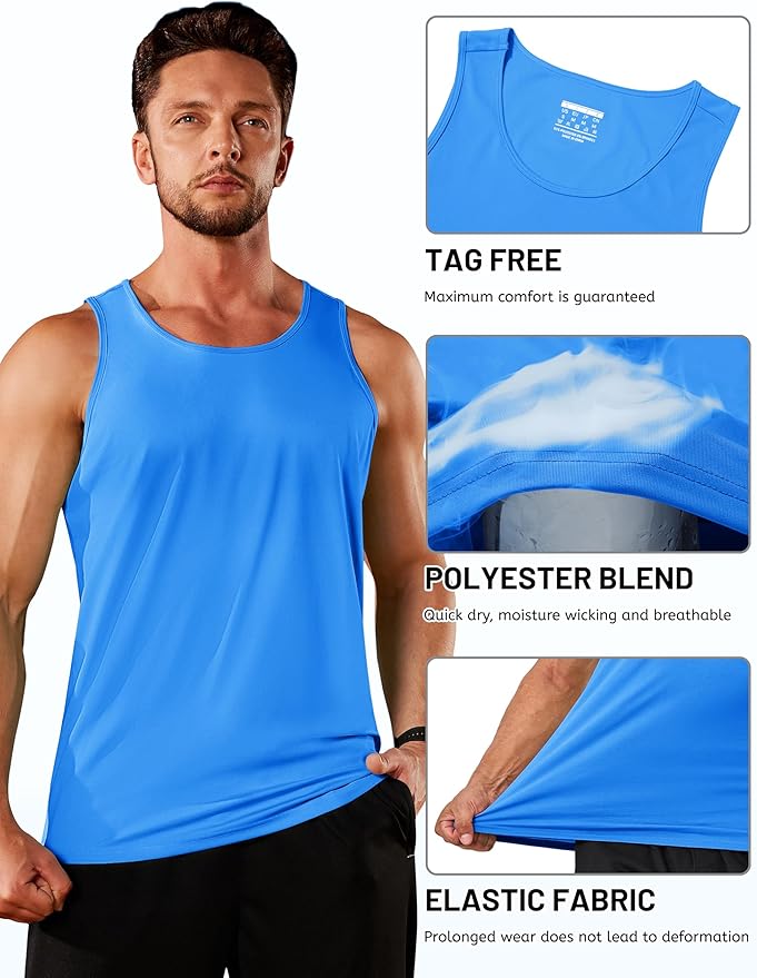 TACVASEN Men's Workout Tank Tops Sleeveless UPF 50+ Summer Sun Shirts Quick Dry for Running Swim Gym Beach