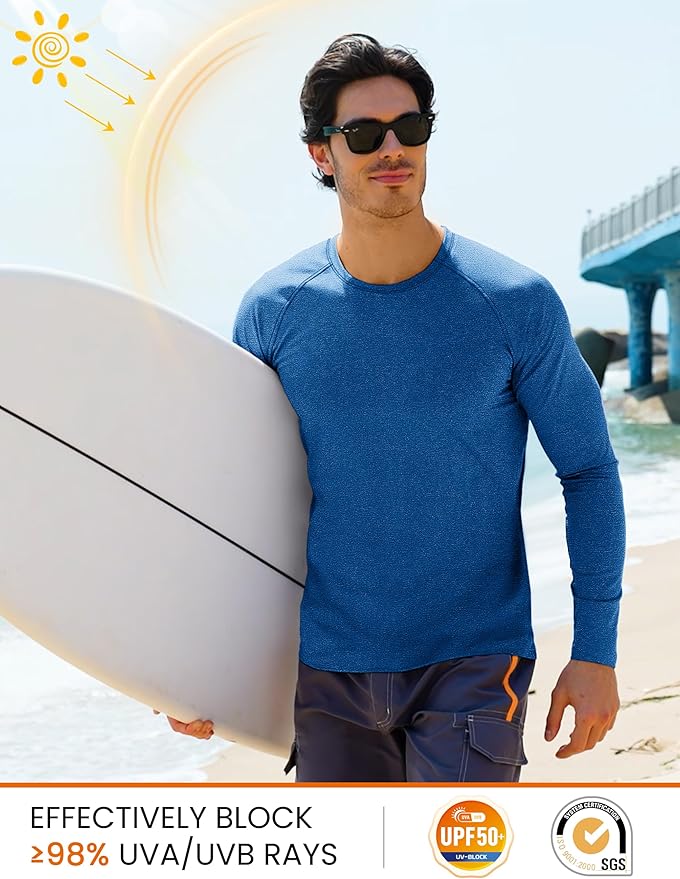 MAGCOMSEN Men's Long Sleeve Shirts UPF 50+ UV Sun Protection Athletic Shirts for Hiking Running Workout Rash Guard