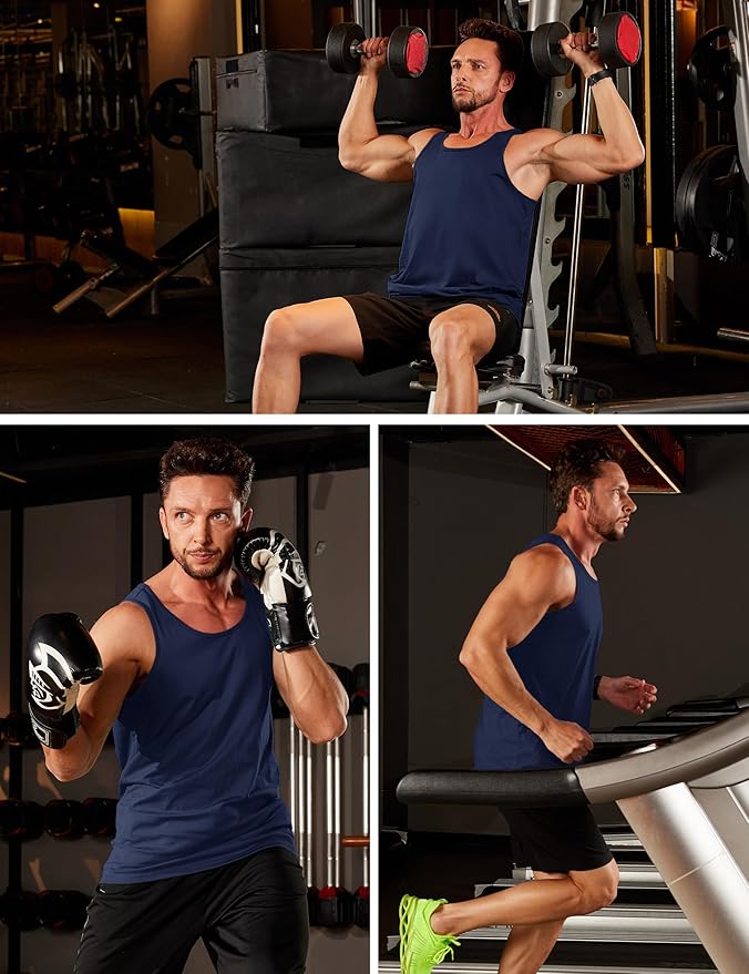 MAGCOMSEN Men's UPF 50+ Tank Top Gym Workout Sleeveless Muscle Shirts Sun Protection Cut Off Shirts Summer Sleeveless T Shirt