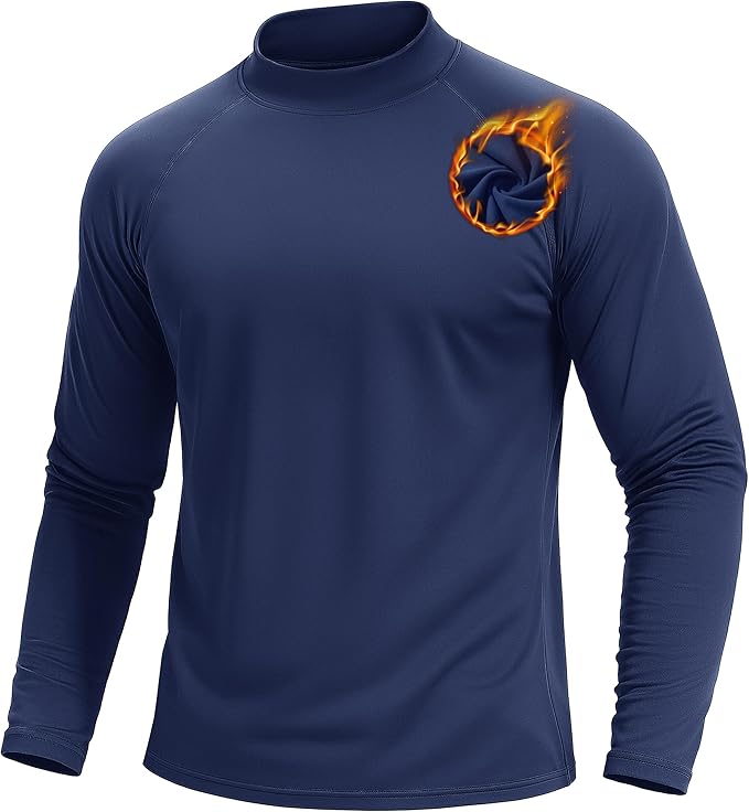 TACVASEN Mens Thermal Fleece Shirt Mock Turtle Neck Base Layer Long Sleeve Athletic Warm Undershirt Winter Running Tops