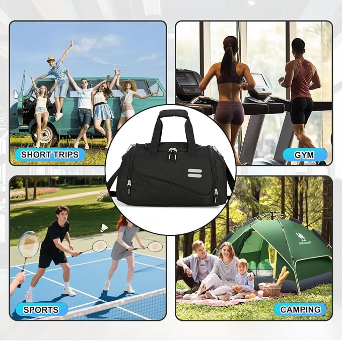 Urbanstand Gym Bag for Men & Women - 40L Duffel Bag with Shoe Compartment, Carry On Weekender Water Resistant Duffle Bag for Travel, Sports, Fitness & Workout, Black