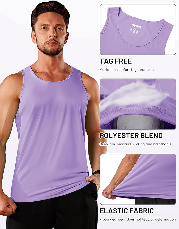 TACVASEN Men's Workout Tank Tops Sleeveless UPF 50+ Summer Sun Shirts Quick Dry for Running Swim Gym Beach