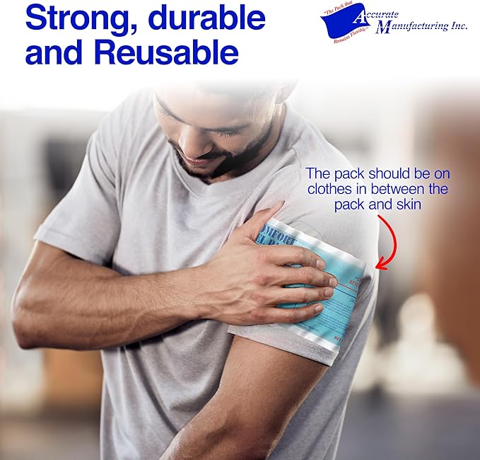 Flexible Reusable Gel Packs for Neck, Wrist, Arm, Back and Shoulder Pain Relief - Versatile Hot or Cold Gel Packs for Injuries, Sore Muscles or Toothache Pain Relief, Blue, 5" x 18", 2 Pack