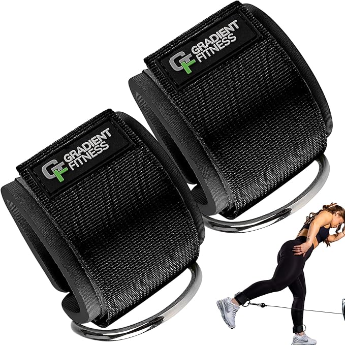 Gradient Fitness Ankle Straps (2 Pack) | Ankle Strap for Cable Machine, Ankle Bands for Working Out, Cable Ankle Strap