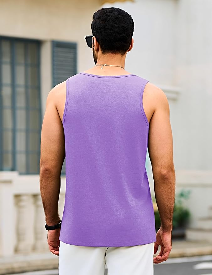 Cotrasen Men's Tank Top UPF 50+ Sleeveless Shirt Cotton Moisture Wicking Casual Gym Workout Shirts Cooling Muscle Tee Shirt