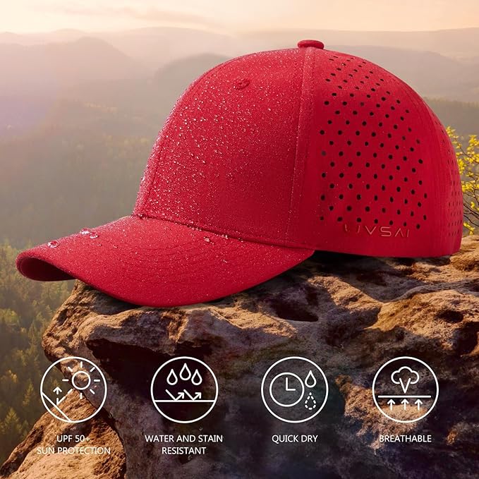 UPF 50+ Performance Water Resistant Baseball Cap Lightweight Breathable Hat Golf Running Boat Hiking for Men Women