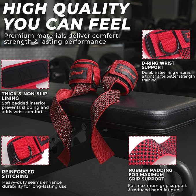 Weight Lifting Straps with Cuffed D Ring,Heavy Duty Thyick Comfortable Lifting Straps, Secure Fit, Enhanced Grip, Straps for Weightlifting & Gym Training