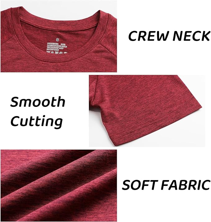 Sumolux 5 Pack Men’s Active Crew Neck T Shirts Quick Dry Athletic Running Gym Workout Short Sleeve Tee Tops Bulk