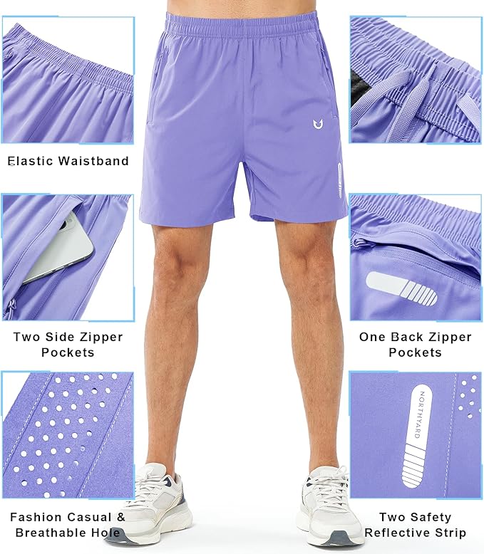 NORTHYARD Men's Athletic Running Shorts Quick Dry Workout Shorts 7"/ 5"/ 9" Lightweight Sports Gym Basketball Tennis Hiking